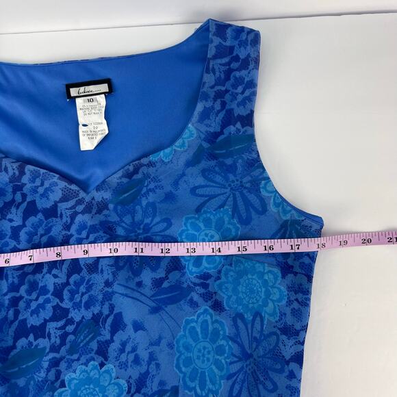 VTG Y2K 10 Asymmetrical Blue Floral High Low Midi Tank Dress 90s Fairy Whimsy - Picture 12 of 13